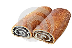 Poppy seed and walnut rolls on white