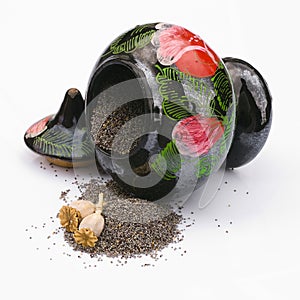 Poppy seeds and jar isoalted