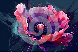 Poppy symphony in motion, dynamic colors dancing in the background