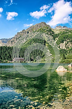 Poprad lake in High Tatras mountains, Slovakia