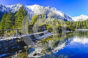 Popradske lake, Popradske pleso, very popular hiking destination in High Tatras National park, Slovakia.