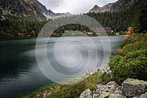 Popradske Pleso mountain lake in High Tatras, Slovakia