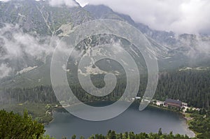 Popradske Pleso mountain lake located in High Tatras mountain range in Slovakia