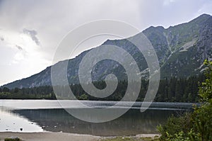 Popradske Pleso mountain lake located in High Tatras mountain range in Slovakia