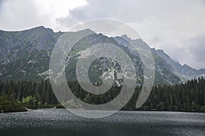 Popradske Pleso mountain lake located in High Tatras mountain range in Slovakia