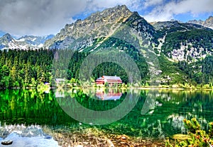 Popradske pleso - picturesque mountain lake in the High Tatras, Slovakia