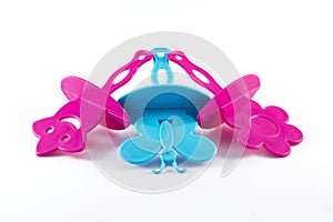 Popsicle molds on white background