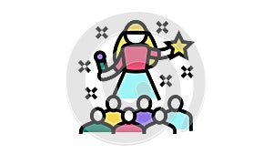 popstar kids party color icon animation