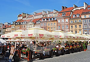 Popular Al Fresco Dining during Summer Time at Warsaw Old Town Market Place