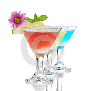 Popular alcoholic cocktails composition.