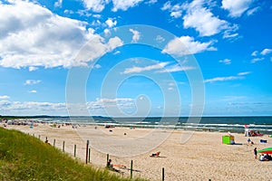 Popular Baltic sea beach on Usedom island in Swinoujscie, Poland