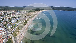 Popular Beach on the Black Sea from Above photo