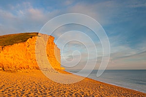 Popular beach near Bridport, Dorset, England,