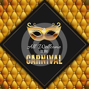 Popular Event Brazil Carnival in South America During Summe. Background With Party Mask. Masquerade Concept. Vect