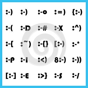 Popular facial expression thick font type character faces emoticons set