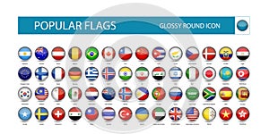 Popular flags glossy round icon