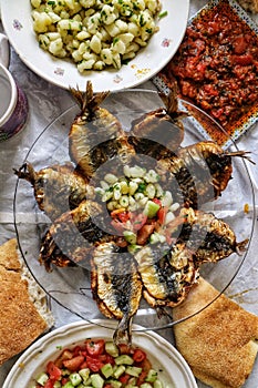 Popular food for residents of the city of Safi Moroccan sardine fried