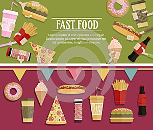 Popular food web banner , flat design. Festival poster