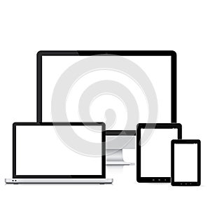 Popular full responsive web design electronic devices vector