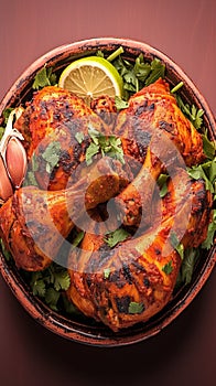 A popular Indian dish Closeup flavorful Tandoori Chicken