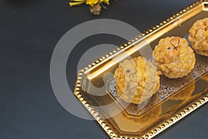 Popular Indian sweet dish known as Boondi laddu photo