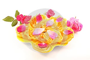 Popular Indian sweet jalebi dish on white background