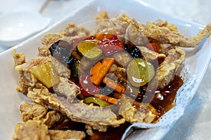 Popular Korean Chinese dish - Tangsuyuk, sweet and sour pork