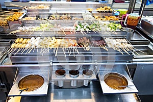 Popular local delicacy named lok lok at street stall Penang