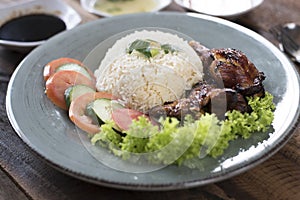 Popular Malaysian dish Nasi Ayam or chicken rice
