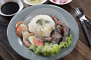 Popular Malaysian dish Nasi Ayam or chicken rice