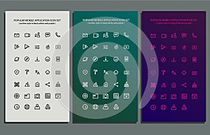 Popular mobile applications icon set