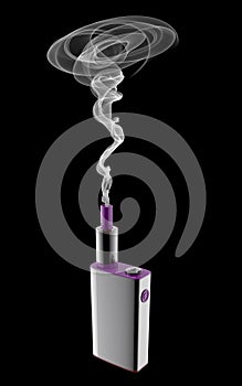 Popular modern vaping device with the smoke . Safely Vaper gadget 3d illustration