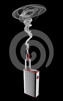 Popular modern vaping device with the smoke . Safely Vaper gadget 3d illustration photo