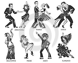 Popular Native Dance Black Icons Set