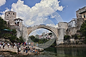 Popular reconstructed Old Bridge, Mostar Bosnia Herzegovina
