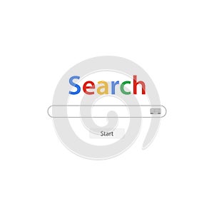 Popular simple Internet Search engine form on white background.