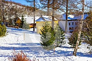 The popular ski resort in Tatranska Lomnica, High Tatras at winter