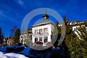 The popular ski resort in Tatranska Lomnica, High Tatras at winter
