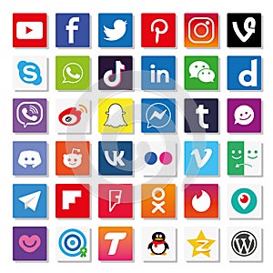 Popular Social Media icons, Buttons collection in vector
