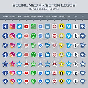 Popular social media logos collection