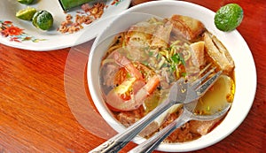 Popular soto mie, a typical Bogor soup dish.