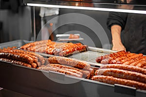 Popular Street Food of Grilled Taiwanese Sausage at Food Vendor