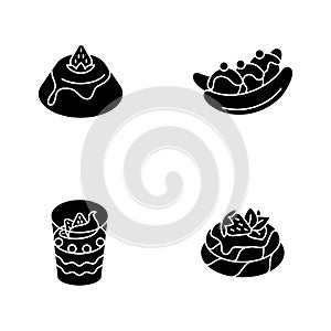 Popular sweets black glyph icons set on white space