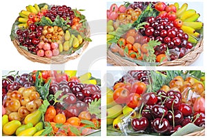 Popular Thai dessert in Deletable imitation fruits,Mung beans that make to fruit-shaped and coated with thin layer of jelly,Fruit