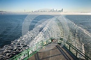Riding the Seattle to Bainbridge Island Ferryboat at Sunrise.
