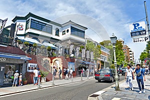 Popular tourist scene at historic foreign residential area in Kitano district, Kobe, Japan