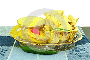 Popular traditional gujarati Indian snack fafda jalebi photo