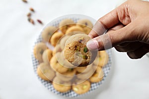 Popular traditional Indian sweet milk peda or malai peda or mathura na peda