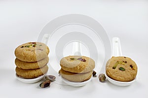 Popular traditional Indian sweet milk peda or malai peda or mathura na peda