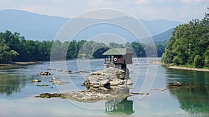 Popular, unique Drina house on the rock in the middle of the river